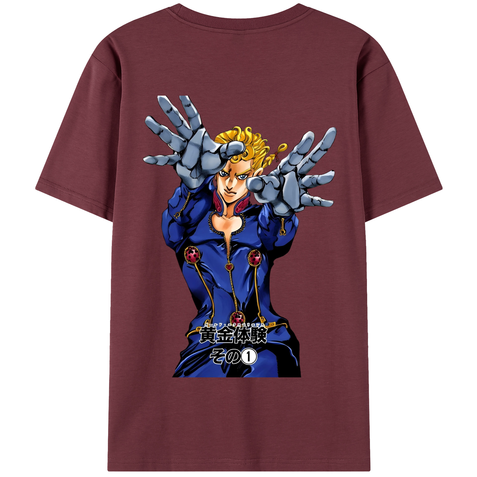 （画像用） ジョジョの奇妙な冒険 ジョルノ?ジョバァーナ JoJo's Bizarre Adventure Giorno Giovanna 綿100％半袖Tシャツ（背面プリント）